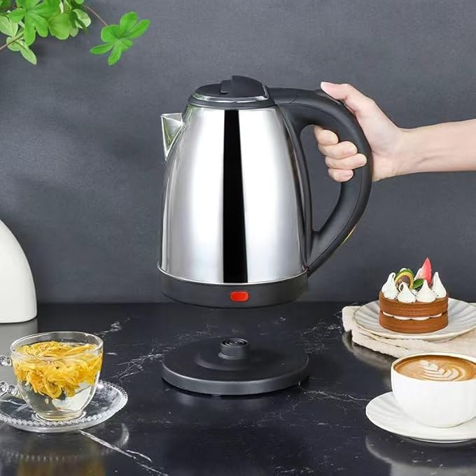 ريحني غلاية كهربائية 2 لتر من الفولاذ المقاوم للصدأ 1500 واط غلاية ماء ساخن سريع الغليان وماكينة شاي قهوة كبيرة السعة إيقاف تلقائي للغليان حماية من الجفاف تصميم حديث متين للمطابخ المنزلية - Image 3