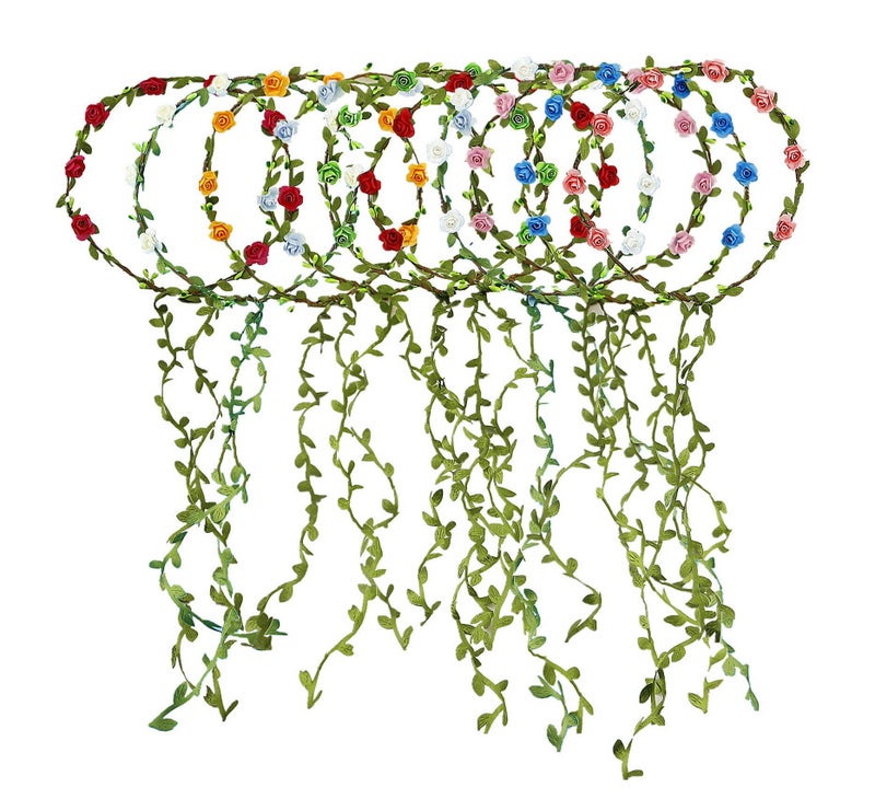 HOPEANT HOPEANT 10 PCS Flowers Crown Floral Garland Headband Rose Flower Wreath For Travel And Wedding Festivals