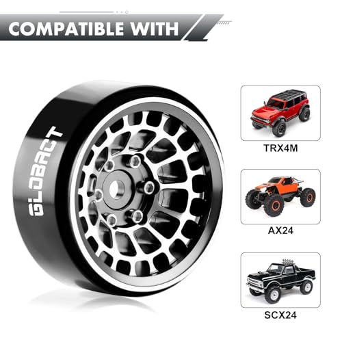 GLOBACT Aluminum Alloy 13 Beadlock Wheels 375mm Offset for SCX24 AX24 TRX4M Upgrade 118 124 RC Crawler Parts Black - Image 5