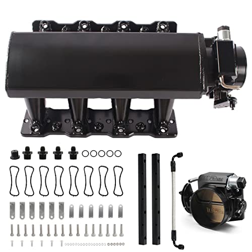 POSENG Intake Manifold Compatible with Chevy 4.8 5.3 6.0 6.2 LS LS1 LS2 LS6 with 102mm Throttle Body Kits HTRACING - Image 1
