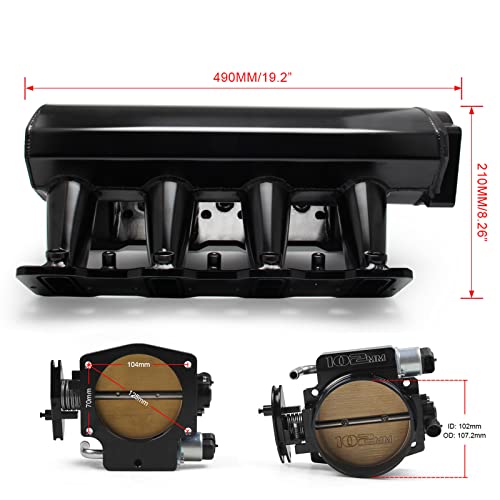 POSENG Intake Manifold Compatible with Chevy 4.8 5.3 6.0 6.2 LS LS1 LS2 LS6 with 102mm Throttle Body Kits HTRACING - Image 3