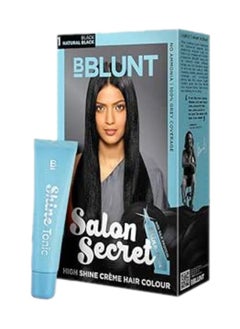 BBLUNT Salon Secret High Shine Creme Hair Colour, Black Natural Black 1, 100g with Shine Tonic, 8ml  - Image 1