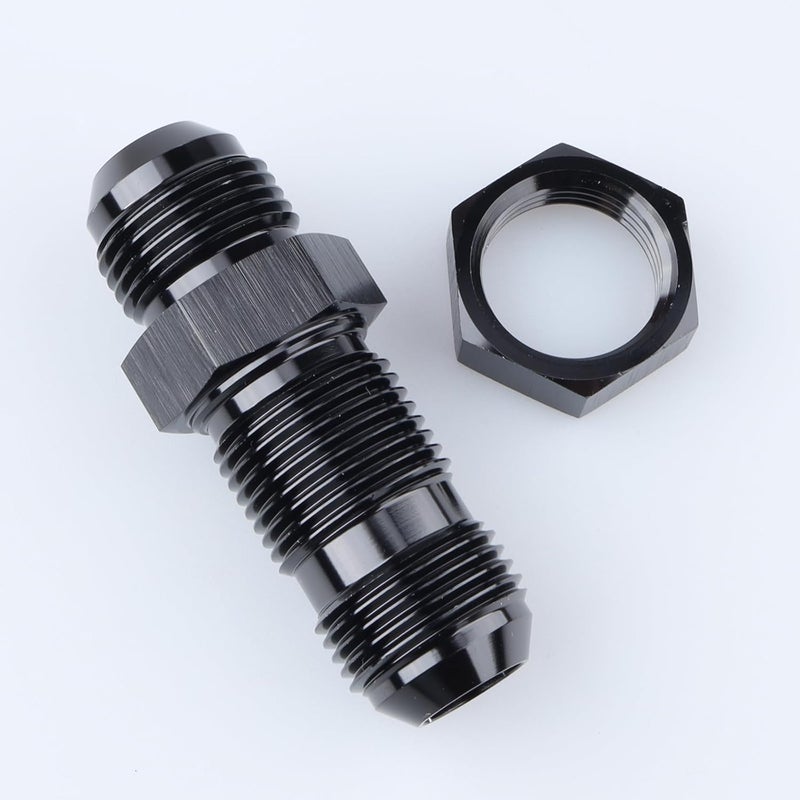 AC PERFORMANCE Aluminum Straight Bulkhead Fuel Fitting - 10 AN to AN10, Male to Male, Flare Union Adapter with 10AN Bulkhead Nut, Black - Image 2
