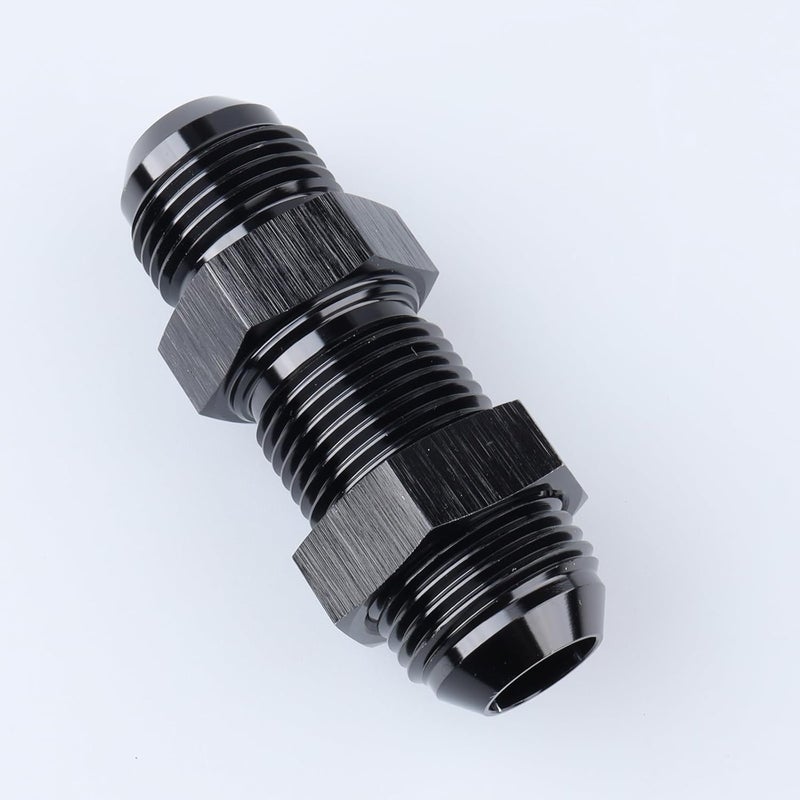 AC PERFORMANCE Aluminum Straight Bulkhead Fuel Fitting - 10 AN to AN10, Male to Male, Flare Union Adapter with 10AN Bulkhead Nut, Black - Image 3