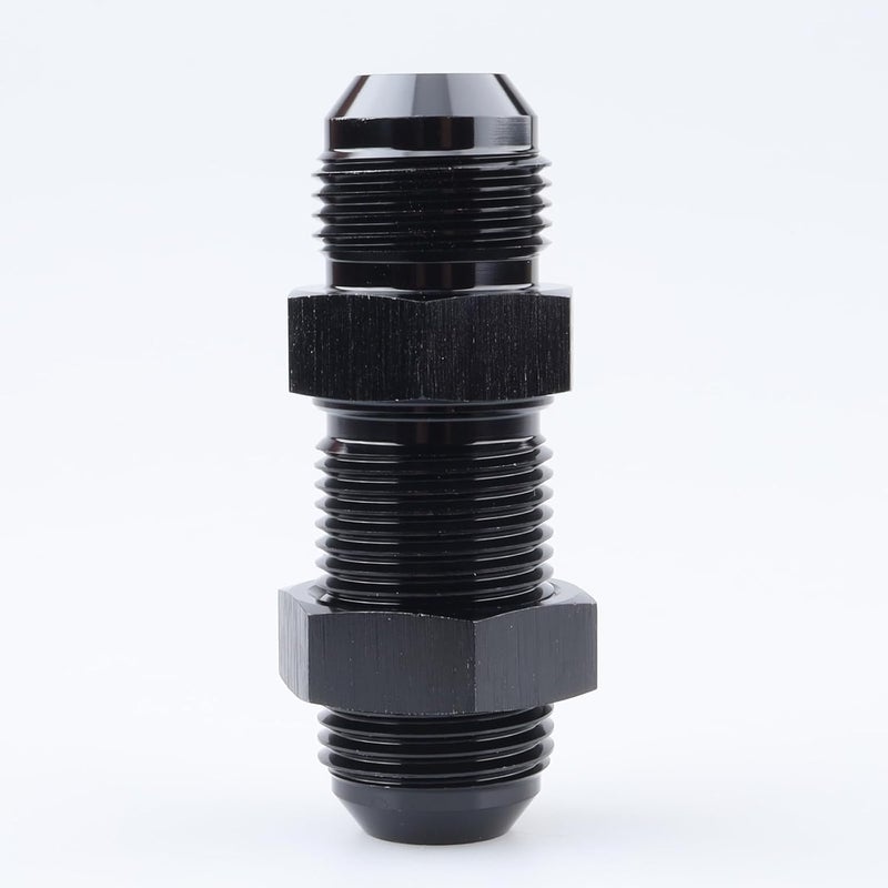 AC PERFORMANCE Aluminum Straight Bulkhead Fuel Fitting - 10 AN to AN10, Male to Male, Flare Union Adapter with 10AN Bulkhead Nut, Black - Image 4