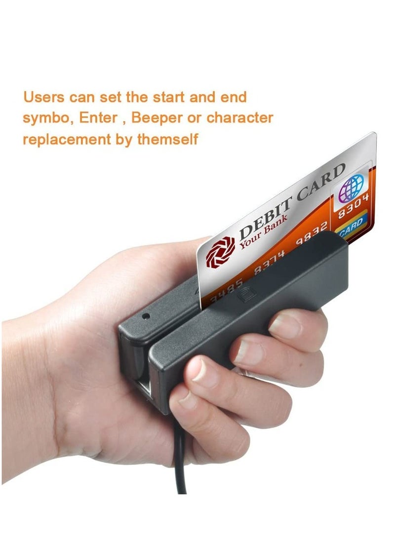 Excefore - Credit Card Reader, Magnetic Strip Card Reader Msr90 Usb 3 Tracks Pos Credit Card System Cashier Mini Mag Speed Reader Swiper, Practical Credit Card Reader - Image 1