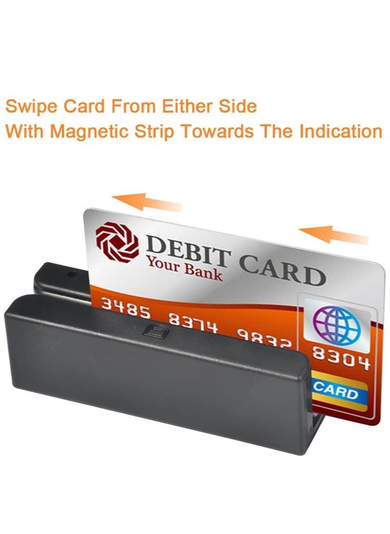 Excefore - Credit Card Reader, Magnetic Strip Card Reader Msr90 Usb 3 Tracks Pos Credit Card System Cashier Mini Mag Speed Reader Swiper, Practical Credit Card Reader - Image 1