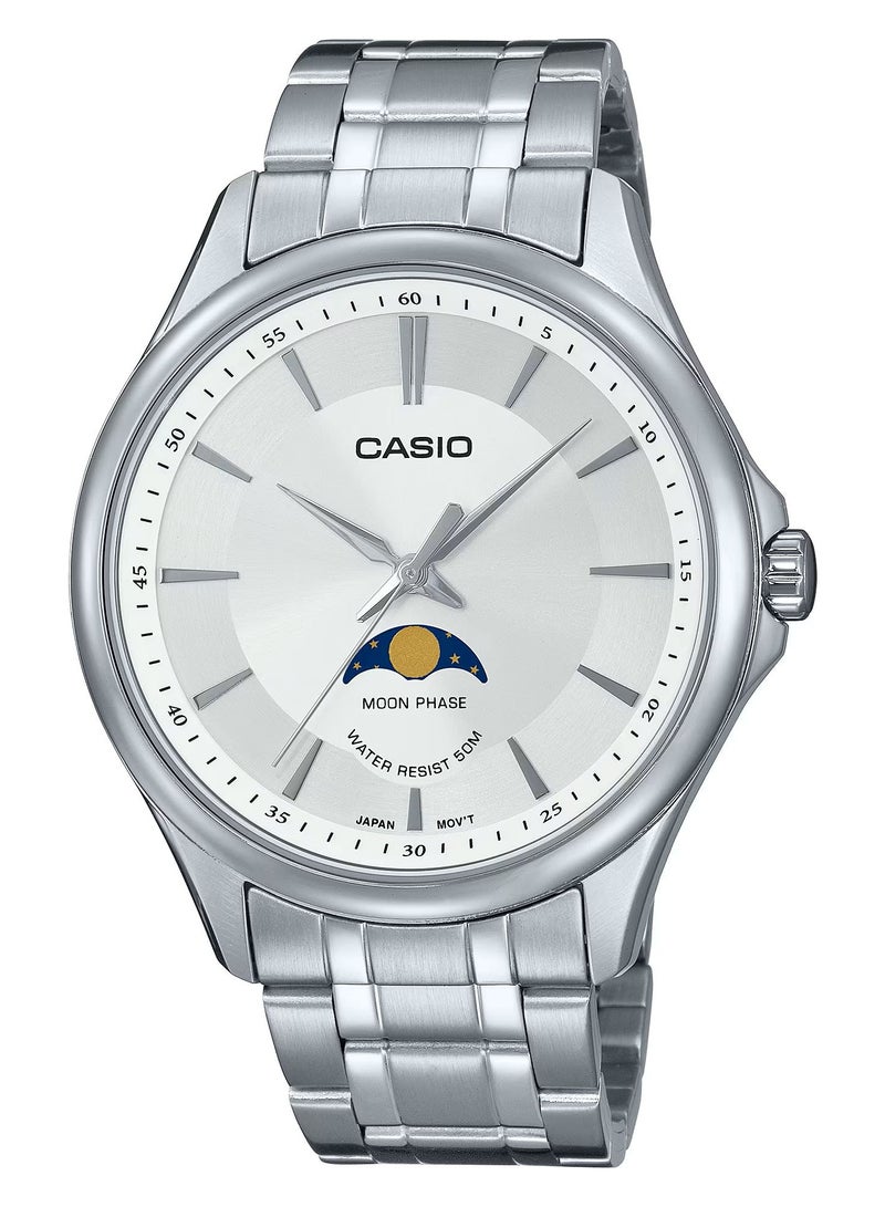 CASIO ساعة رجالية MTP-M100D-7AVDF Moon Phase Executive مينا بيضاء - Image 1