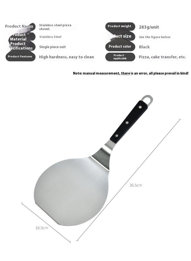 Generic Stainless Steel Cookie Shovel Silver/Black 36.5*16.5cm，Circular Arc Shape with Handle Pizza Shovel Holder  - Image 2
