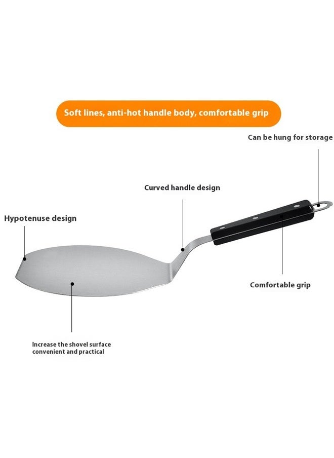 Generic Stainless Steel Cookie Shovel Silver/Black 36.5*16.5cm，Circular Arc Shape with Handle Pizza Shovel Holder  - Image 5
