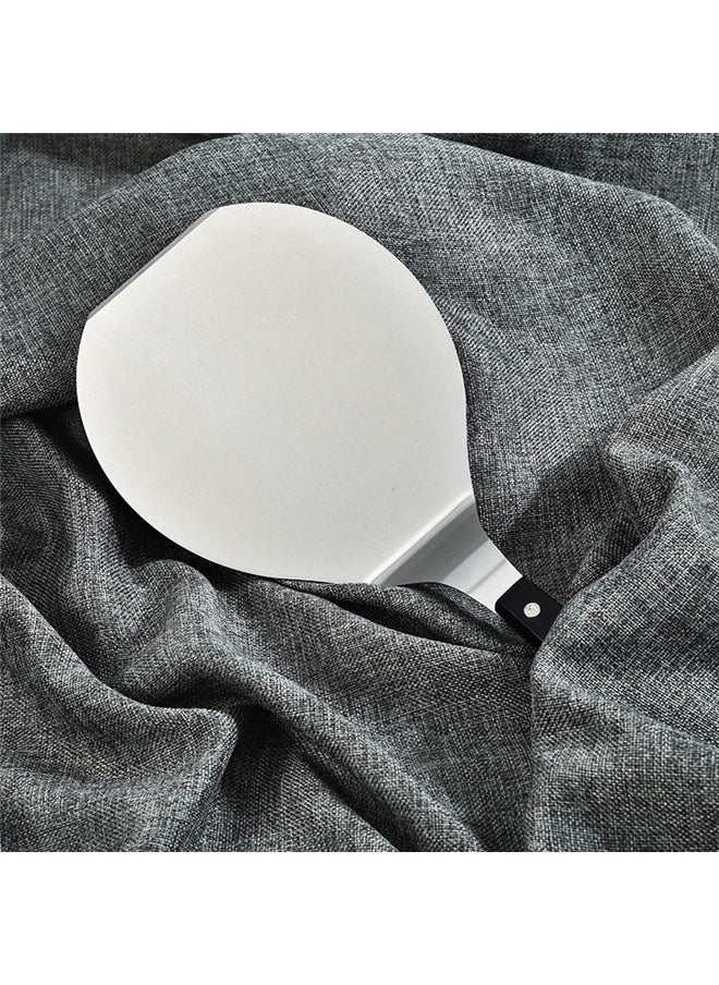 Generic Stainless Steel Cookie Shovel Silver/Black 36.5*16.5cm，Circular Arc Shape with Handle Pizza Shovel Holder  - Image 4