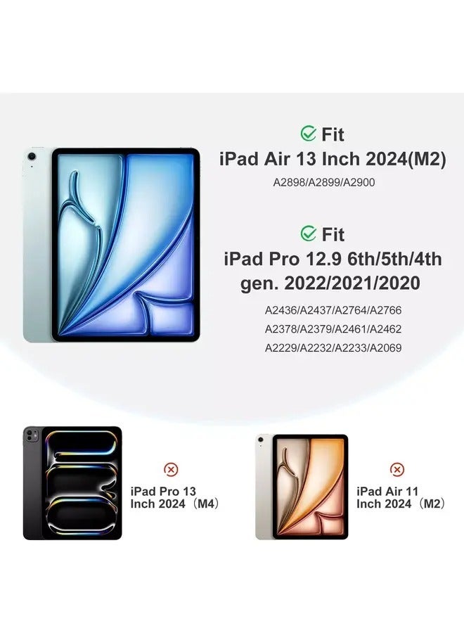 Pine Green Slim Trifold Case for iPad Air 13" M2 (2024) & iPad Pro 12.9" (6th/5th/4th Gen) with Pencil Holder & Soft TPU Back - Image 2