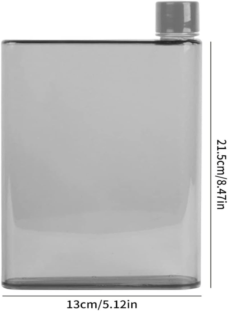 GGOOT Flat Water Bottle for Handbag Portable Stylish Square Drinking Bottle Juice Container Cups for Sport Travel Gray 420ML - Image 4
