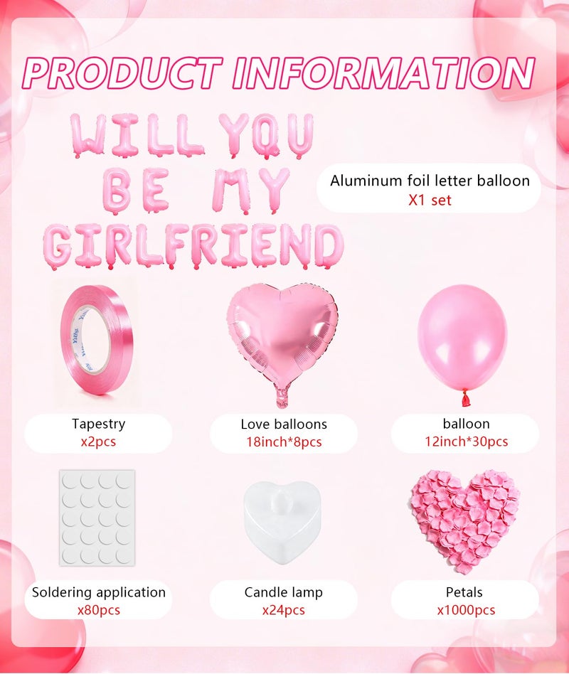 Irosiy Pink Romantic Decor Kit - Heart Balloons, Rose Petals & Candle Set for Proposals, Anniversary, Valentines Day (30 Balloons + 1000 Petals + 24 Candles) (Pink) - Image 5