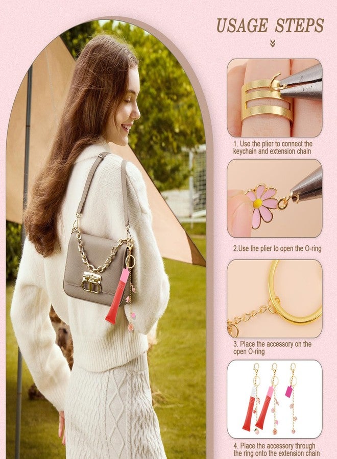 بينج شاو ماي مجموعة صنع سلاسل المفاتيح الوردية من بنغشياومي، 135 قطعة، تتضمن 4 سلاسل مفاتيح على شكل ملمع شفاه، مثالية لفصل الصيف، وحقائب الأطفال، وإكسسوارات مجوهرات وردية، وهدايا عيد الحب. - Image 3