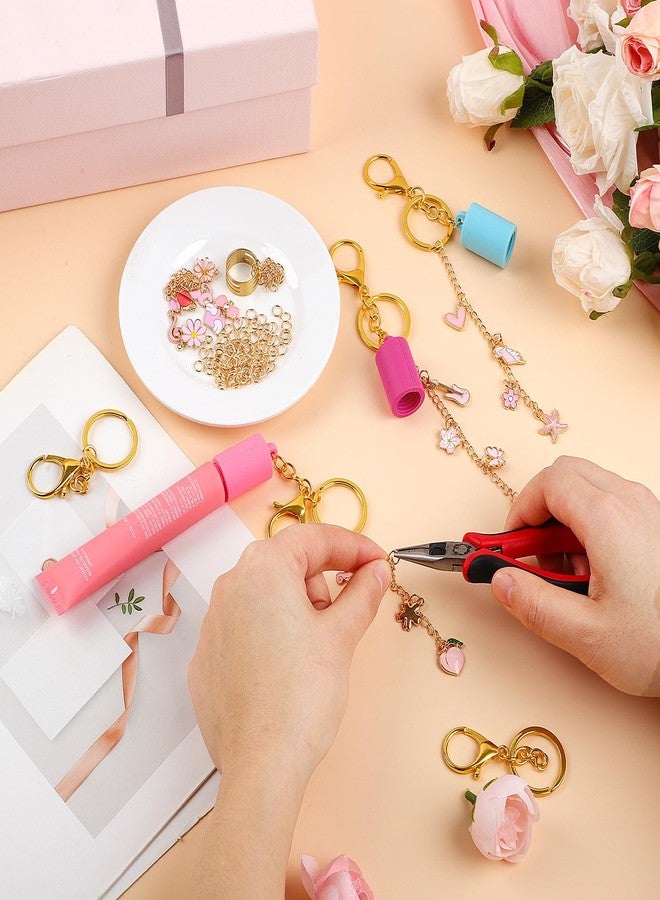 بينج شاو ماي مجموعة صنع سلاسل المفاتيح الوردية من بنغشياومي، 135 قطعة، تتضمن 4 سلاسل مفاتيح على شكل ملمع شفاه، مثالية لفصل الصيف، وحقائب الأطفال، وإكسسوارات مجوهرات وردية، وهدايا عيد الحب. - Image 4