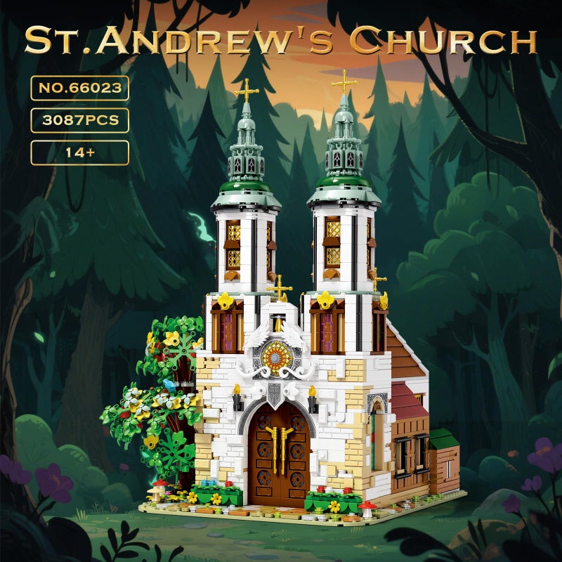 Reobrix St.Andrew's Church Architecture Building Kit with LED Lights,MOC Street Modular Collectible Display Kit,Construction Building Model Set,Home Office Decor,Idea Gift for Adults and Teen,3087 PCS - Image 2