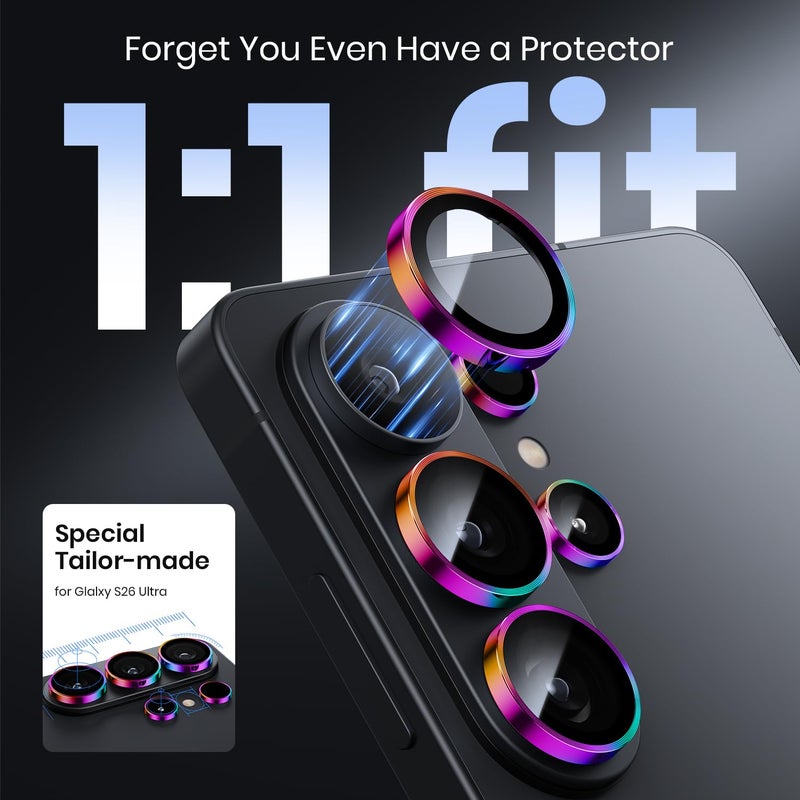 Hoerrye for Samsung Galaxy S26 Ultra Camera Lens Protector - [Top 9H+ Tempered Glass - 12FT Military Grade] Case Friendly Invisible Fit Camera Screen Protector Cover Accessories,Colorful - Image 4