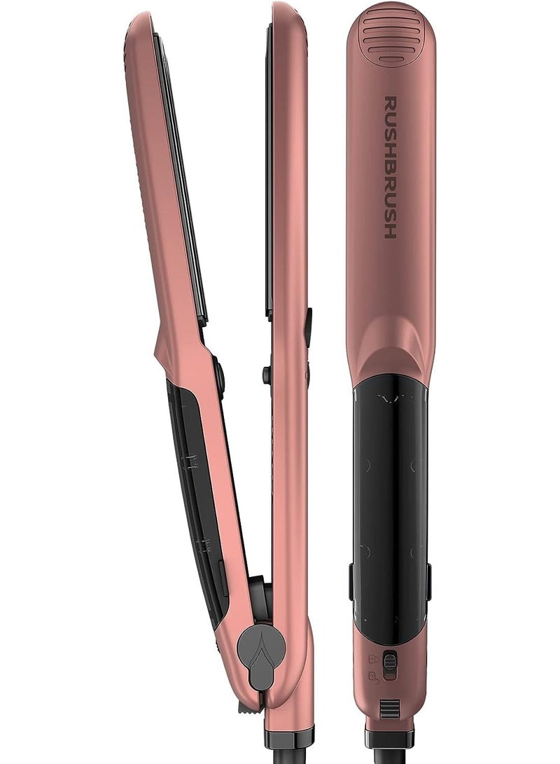 راش براش جهاز فرد الشعر بالبخار X5 تورمالين للشعر، 235 درجة مئوية و6 مستويات حرارة وتقنية نانو، ذهبي وردي - Image 1