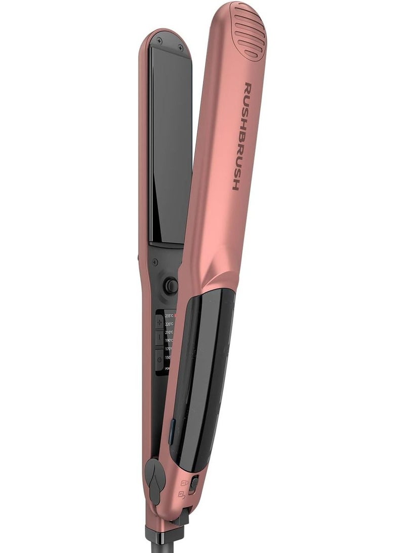 راش براش جهاز فرد الشعر بالبخار X5 تورمالين للشعر، 235 درجة مئوية و6 مستويات حرارة وتقنية نانو، ذهبي وردي - Image 3