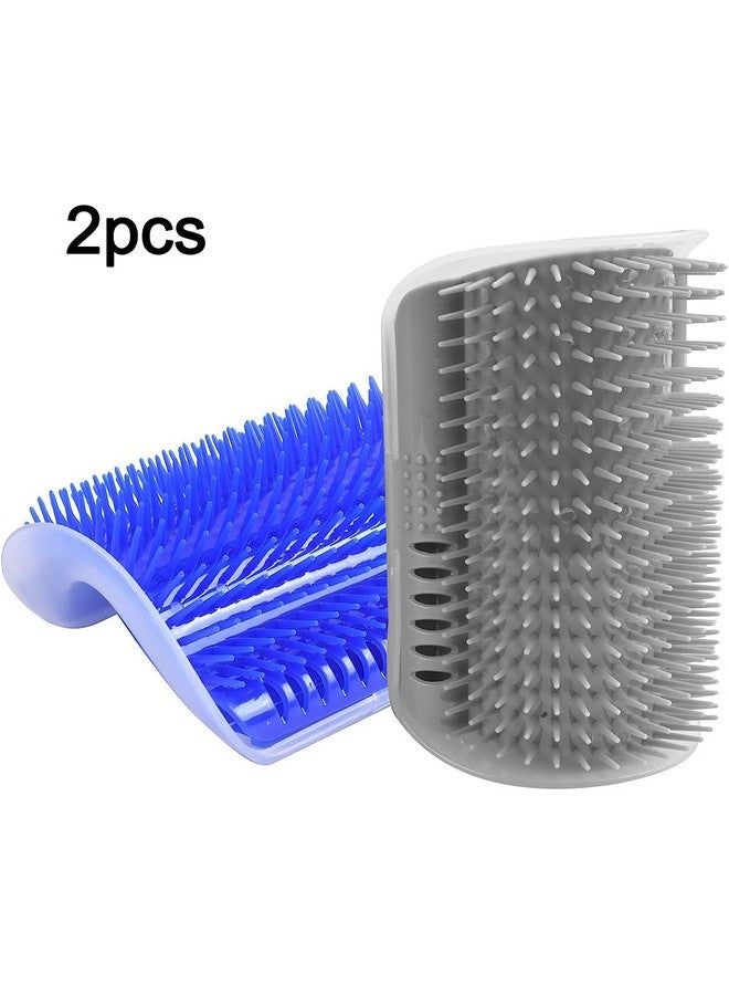 Cat Self Grooming Wall Corner Groomers Soft Grooming Brush Massage Short Long Fur Cat Scratcher Head Top Massage Brush Ideal For Kitten And Puppy - Multicolor (Pack Of 2)