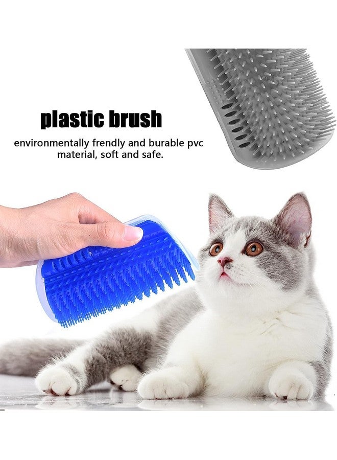 Cat Self Grooming Wall Corner Groomers Soft Grooming Brush Massage Short Long Fur Cat Scratcher Head Top Massage Brush Ideal For Kitten And Puppy - Multicolor (Pack Of 2)
