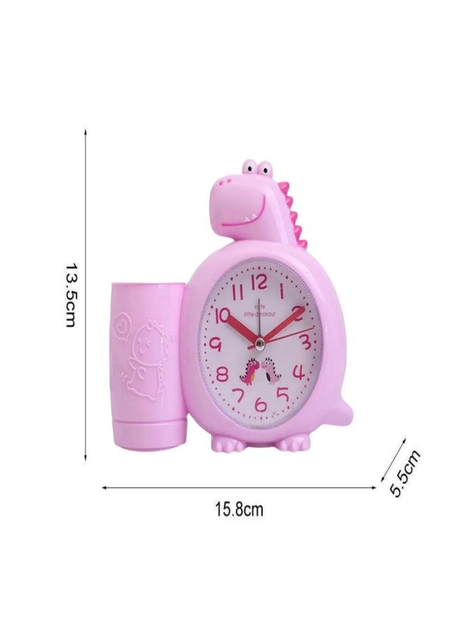 ARTLABEL Cute Dinosaur Desk Alarm Clock with Pen Stand for Girls & Boys Kids Room Decor (Dino Pen Stand (Pink)) - Image 4
