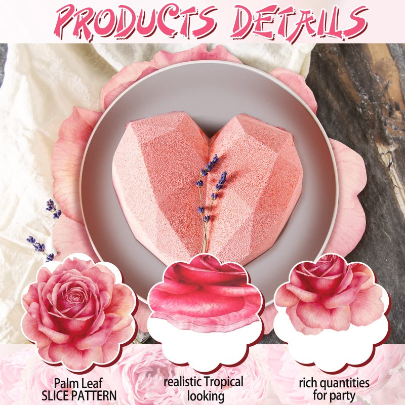 Sinmoe 100 Pack Disposable Paper Placemats Bulk 13 Inch Paper Charger Place Mat Party Charger Plates Table Place Mats for Dinner Wedding Birthday Baby Shower Spring Dining Tableware(Rose Flower) - Image 4