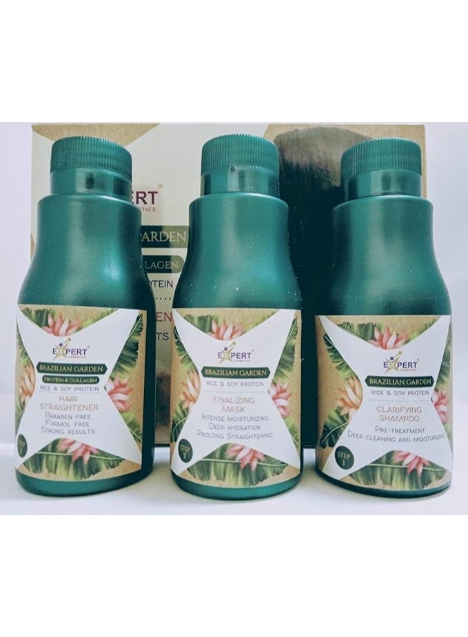 إكسبرت مجموعة إكسبرت كوزمتيكس Brazilian Garden لفرد الشعر بالبروتين والكولاجين – خالية من البارابين - Image 1