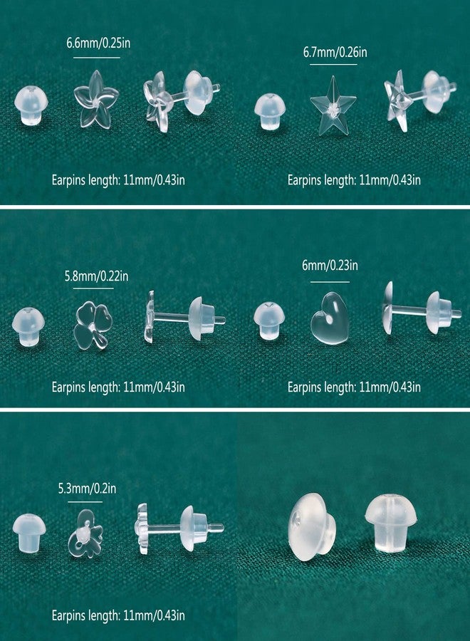 DaKuan 15 Pairs Plastic Earrings - 5 Styles, Soft Rubber Back, Sensitive Ears, Clear - Image 4