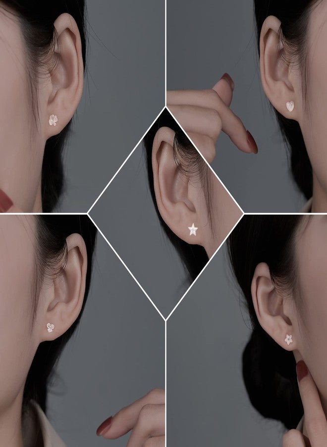 DaKuan 15 Pairs Plastic Earrings - 5 Styles, Soft Rubber Back, Sensitive Ears, Clear - Image 3