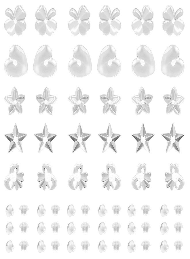 DaKuan 15 Pairs Plastic Earrings - 5 Styles, Soft Rubber Back, Sensitive Ears, Clear - Image 1