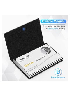Generic Professional Business Card Holder Case for Men and Women, Metal Wallet for Credit and Name Cards, PU Leather and Stainless Steel Design, Sleek Black Carbon Finish  - Image 4