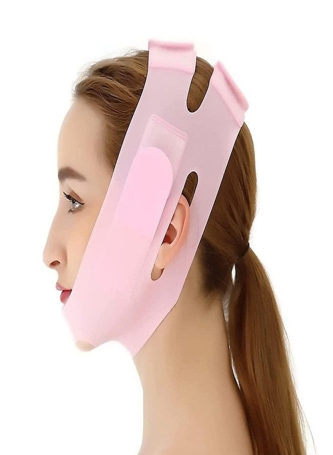 Bitnex Silicone V-Line Lifting Chinstrap, V-Line Mask, Chinstrap for Sleeping, Reusable Face Strap, Chin Up Patch, V-Shaped Belt, Shaped Face Mask for Sagging, Jaw Exerciser (PINK, PACK OF 2) - Image 1