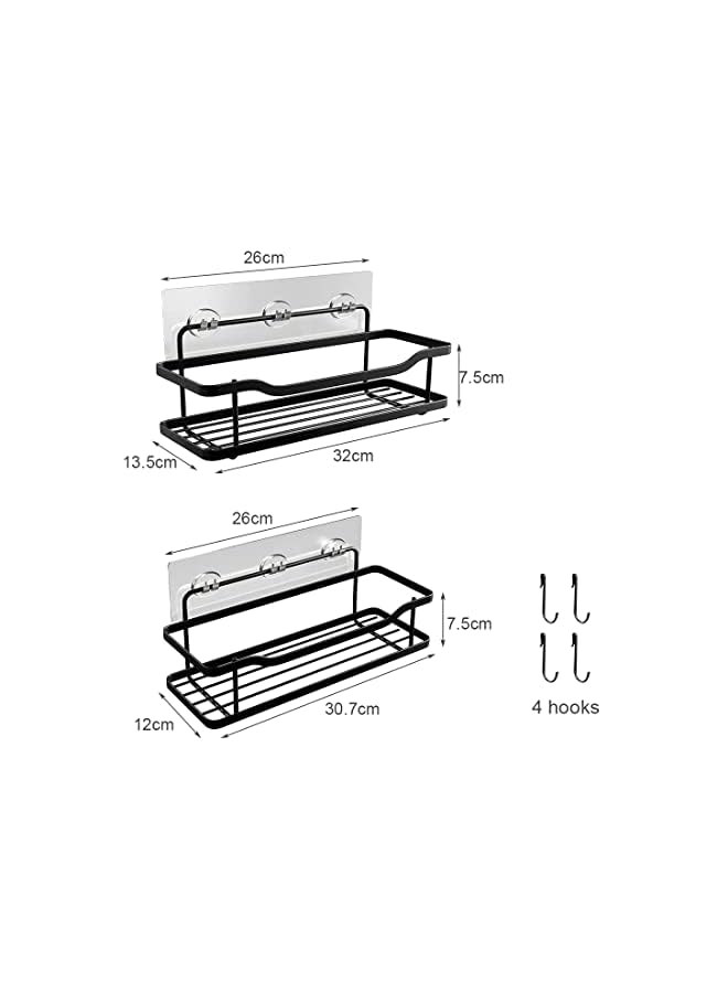Raxoom Shower Caddy Shelf Organizer Rack, Self Adhesive Black Bathroom Shelves, Home Washroom Inside Organization and Storage Decor Accessories - Image 4