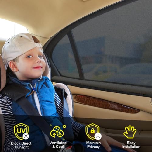 LSTRAGY Car Window Shades for Baby, 2 Pack Car Sun Shade for Baby Kids Adults Pet, Large Size Mesh Covers Rear Side Sun Shades for SUV MPV Block UV Rays & Privacy Protection(42"x23") - Image 2
