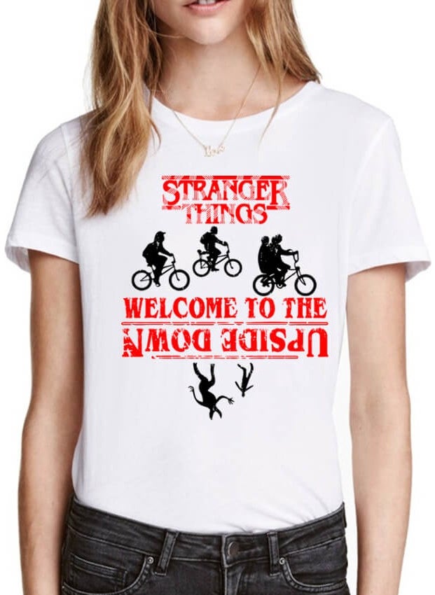 Bicycle Stranger Things White Short Sleeve Women's T-Shirt - pzsku/ZCC1ABE2A2670E66054D4Z/45/_/1725789858/4692d2e0-f12c-4106-9863-798de7aad61e