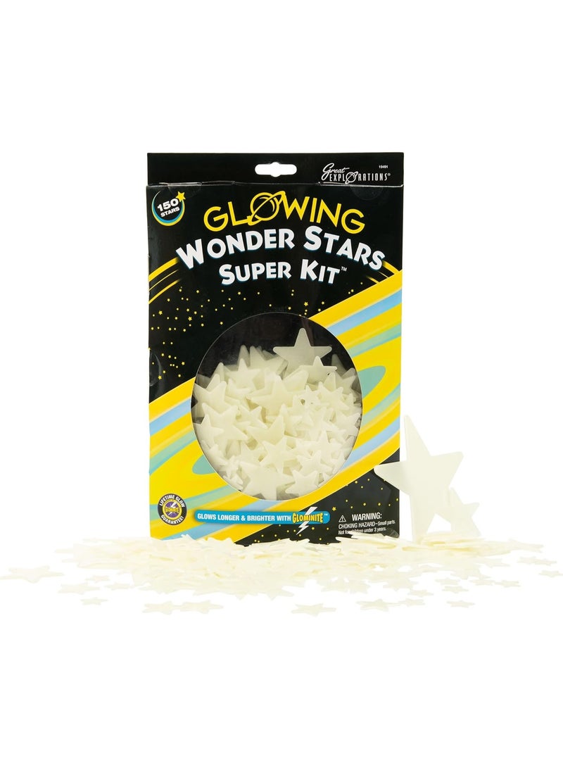 University Games Great Explorations: Wonder Stars Super Kit, Glow In The Dark Ceiling Stars. 150 Pieces In 4 Sizes Reusable Sizes - Image 2