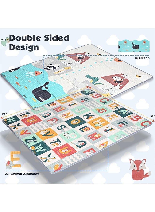 Beauenty Baby Play Mat, 180 * 160 CM Foldable Baby Play Mat, Waterproof Foam Floor Baby Crawling Mat, Portable Baby Playmat for Infants, Toddler, Kids, Indoor Outdoor Use - Image 2
