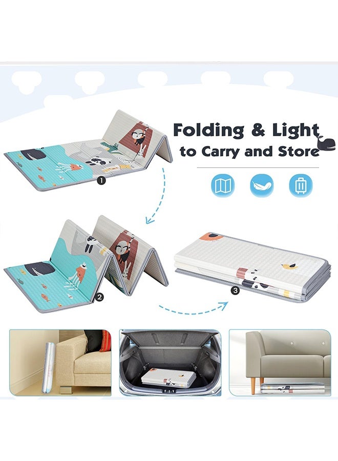 Beauenty Baby Play Mat, 180 * 160 CM Foldable Baby Play Mat, Waterproof Foam Floor Baby Crawling Mat, Portable Baby Playmat for Infants, Toddler, Kids, Indoor Outdoor Use - Image 4
