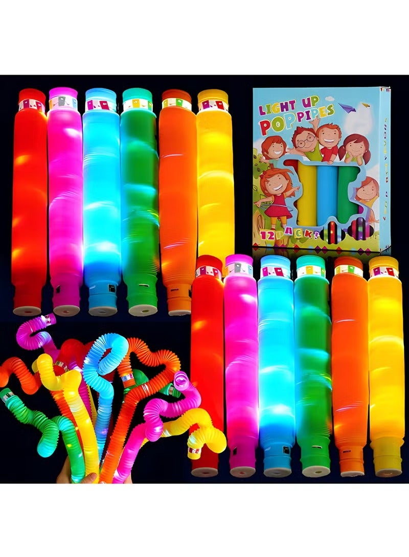 NYVIO 12-Pack Light Up Fingertip Tube Kids LED Sensory Toys, Glow in the Dark Party Supplies Light Up Fingertip Toddler Toys Birthday Party Supplies Fillers - Image 1