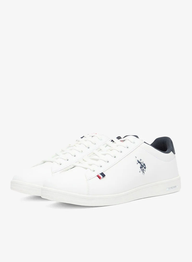 U.S. Polo Assn. Men's White Low-Top Sneakers - Lightweight Shoes Lace-Up Style, Comfortable Casual Footwear
