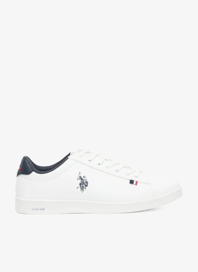 U.S. Polo Assn. Men's White Low-Top Sneakers - Lightweight Shoes Lace-Up Style, Comfortable Casual Footwear