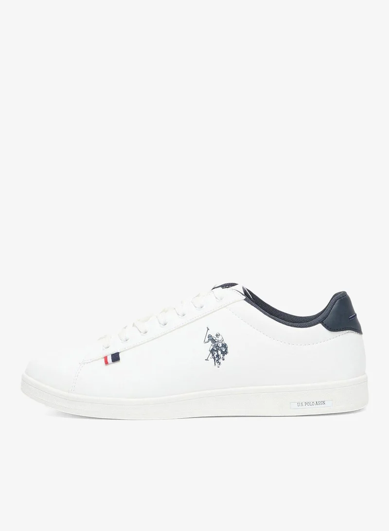 U.S. Polo Assn. Men's White Low-Top Sneakers - Lightweight Shoes Lace-Up Style, Comfortable Casual Footwear
