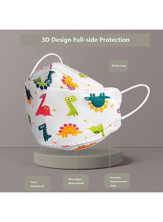 30 قطعة من قناع الأمان القابل للتصرف، 4 طبقات قناع مريح للتنفس، قناع وجه للأطفال برسوم كرتونية ثلاثية الأبعاد لدروع الفم وغطاء وجه مرشح - Image 4