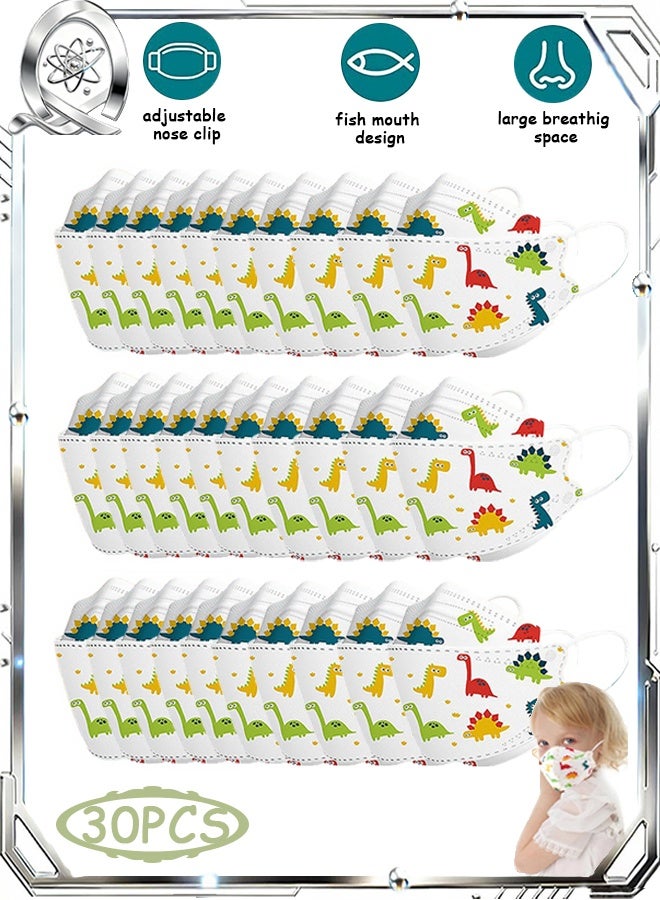 30 قطعة من قناع الأمان القابل للتصرف، 4 طبقات قناع مريح للتنفس، قناع وجه للأطفال برسوم كرتونية ثلاثية الأبعاد لدروع الفم وغطاء وجه مرشح - Image 1