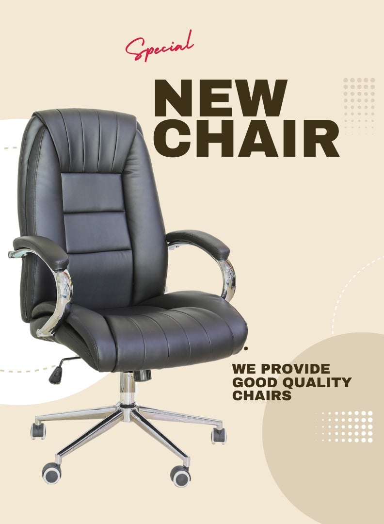 AFT Office Chair High Back Computer Desk Chair, PU Leather Adjustable Height Modern Executive Swivel Task Chair. Fundamentals Big & Tall Swivel PU Leather Soft Office and Gaming Chair, Ergonomic Office Chair with Padded Armrests and Lumbar Support (Black)Arfan  - Image 2