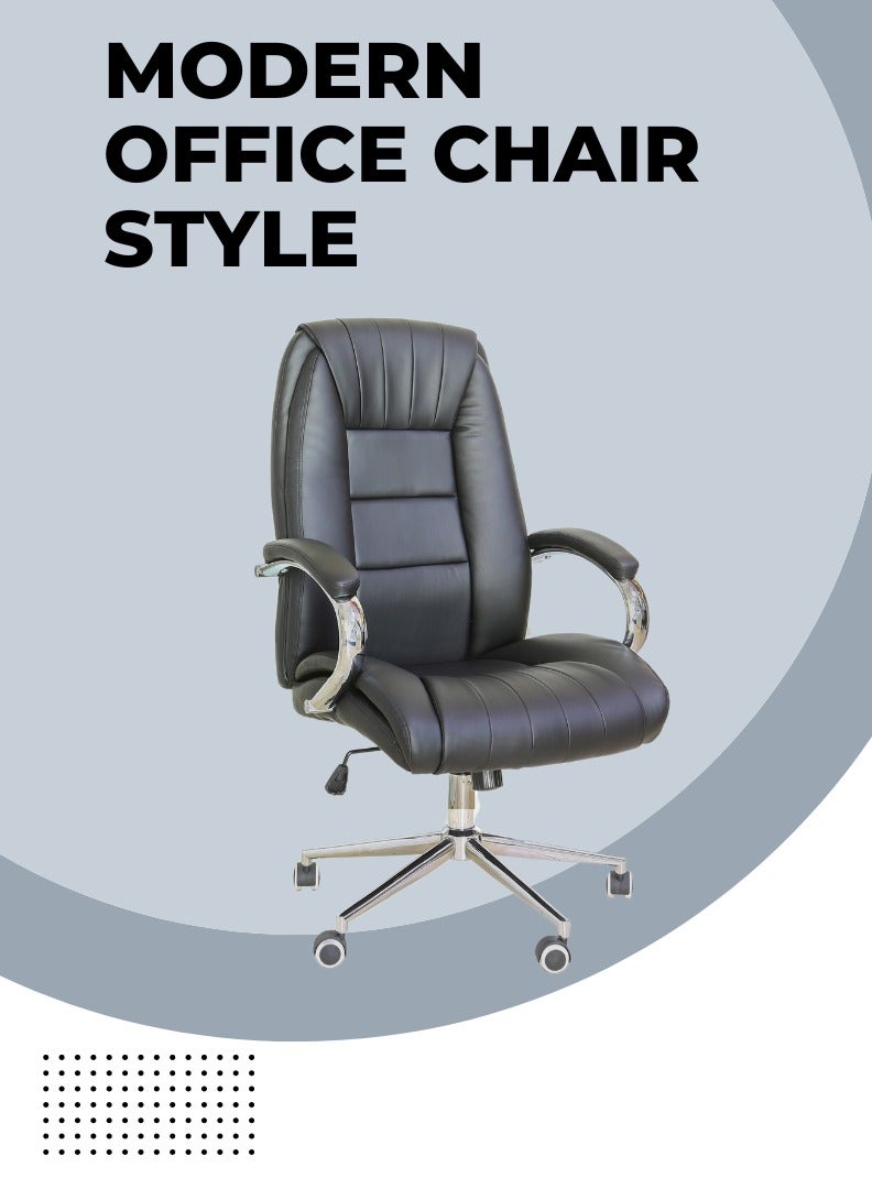 AFT Office Chair High Back Computer Desk Chair, PU Leather Adjustable Height Modern Executive Swivel Task Chair. Fundamentals Big & Tall Swivel PU Leather Soft Office and Gaming Chair, Ergonomic Office Chair with Padded Armrests and Lumbar Support (Black)Arfan  - Image 1