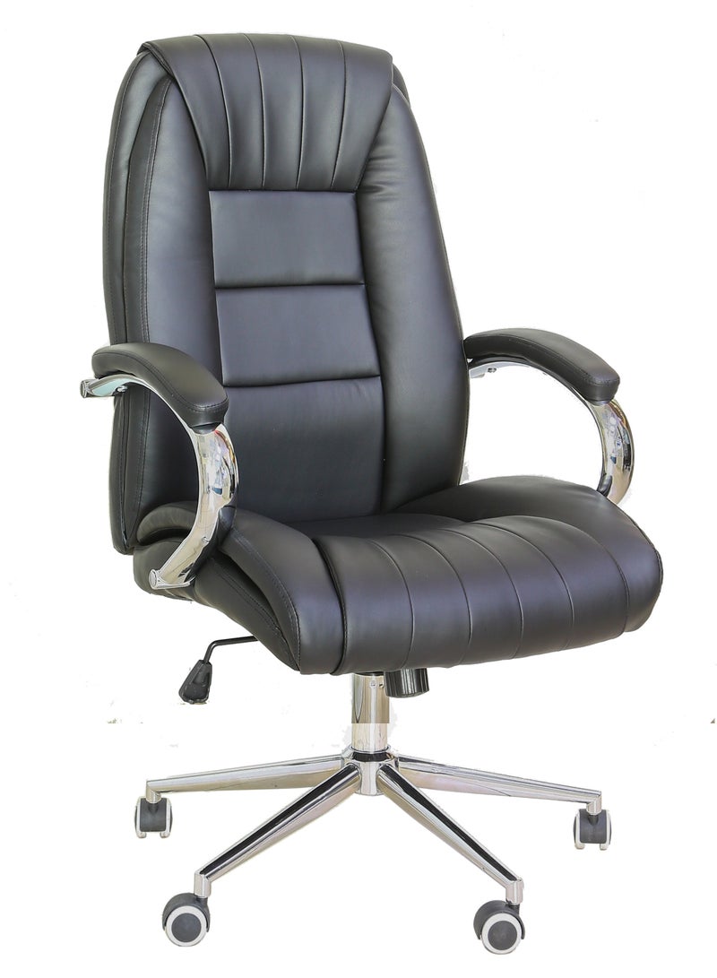 AFT Office Chair High Back Computer Desk Chair, PU Leather Adjustable Height Modern Executive Swivel Task Chair. Fundamentals Big & Tall Swivel PU Leather Soft Office and Gaming Chair, Ergonomic Office Chair with Padded Armrests and Lumbar Support (Black)Arfan  - Image 4