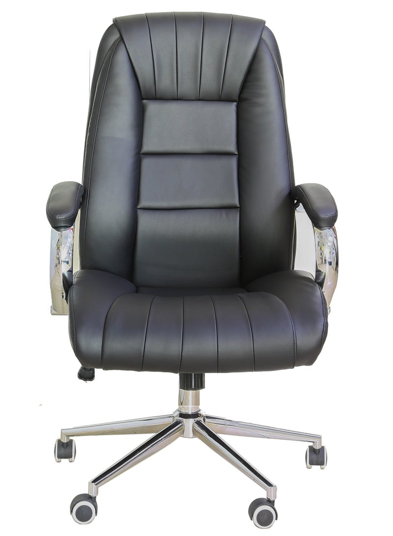 AFT Office Chair High Back Computer Desk Chair, PU Leather Adjustable Height Modern Executive Swivel Task Chair. Fundamentals Big & Tall Swivel PU Leather Soft Office and Gaming Chair, Ergonomic Office Chair with Padded Armrests and Lumbar Support (Black)Arfan  - Image 5